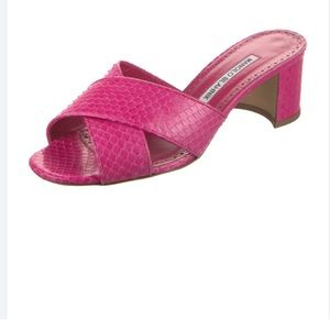 Pink Manolo Blahnik heeled sandals